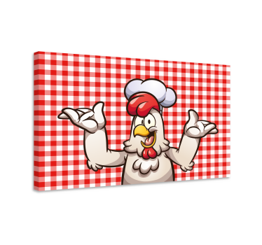 Cartoon chicken cook bird canvas wall art - TenStickers