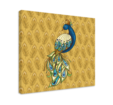 Floral turkey golden flowers bird canvas wall art - TenStickers