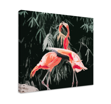 Bird canvas wall art flamingo duo - TenStickers