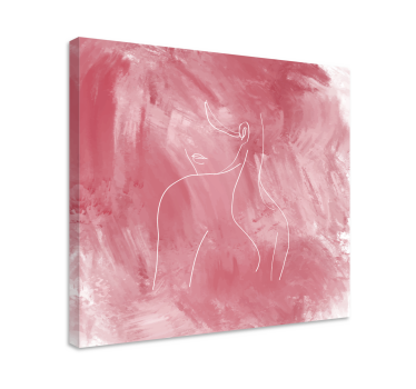 Woman silhouette over a pink painting canvas art - TenStickers