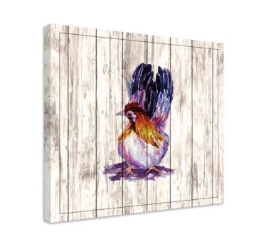 Drawn rooster on wooden texture bird canvas prints - TenStickers