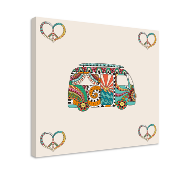 Hippie bus with lots of graffitis vintage wall prints - TenStickers