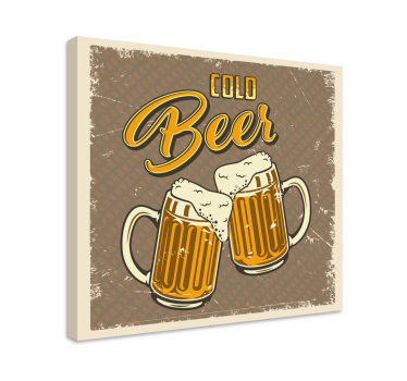 Cold beer retro dirty effect Restaurant canvas print - TenStickers