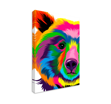 Colorful Bear geometric framed canvas - TenStickers