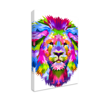 Lion Vivid Colors geometric framed canvas - TenStickers