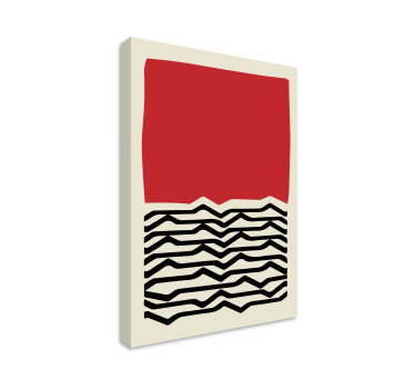 Red painting with irregular black lines modern canvas - TenStickers
