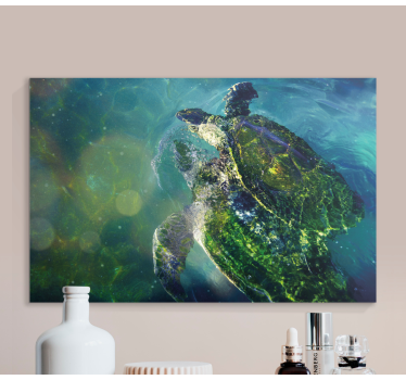 2 turtles in the sea fish canvas art - TenStickers
