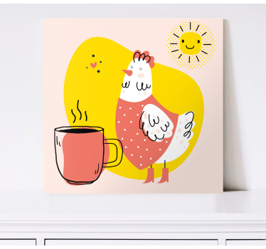 Animal canvas wall art cheerful chicken morning - TenStickers