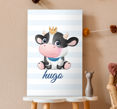 Animal canvas wall art cute crowned cow - TenStickers