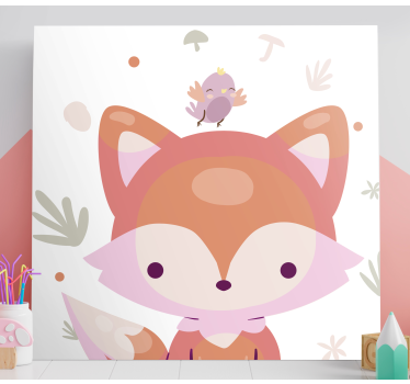 Animal canvas wall art cute fox design - TenStickers