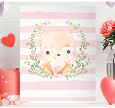 Animal canvas wall art cute fox framed - TenStickers
