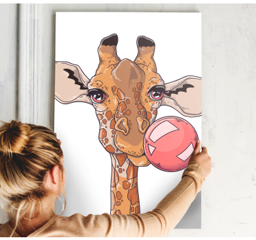 Animal canvas wall art giraffe with bubble - TenStickers