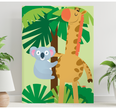 Animal canvas wall art koala and giraffe - TenStickers
