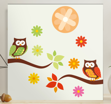 Animal canvas wall art owl family joy - TenStickers
