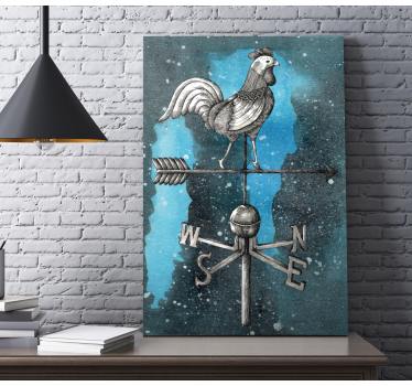 Animal canvas wall art rooster weather vane - TenStickers