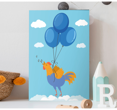 Animal canvas wall art singing rooster balloons - TenStickers