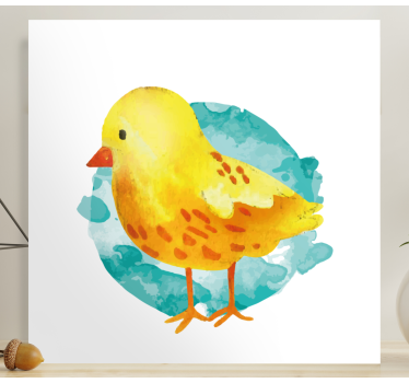 Bird canvas wall art charming yellow chick - TenStickers