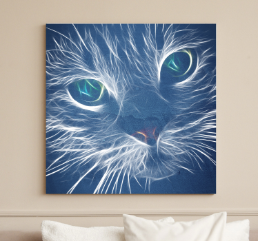 Blue abstract cat cat wall art canvas - TenStickers