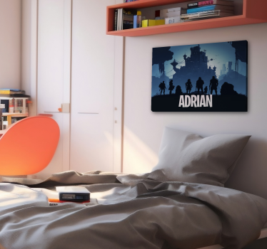 Blue epic castle video game canvas art - TenStickers