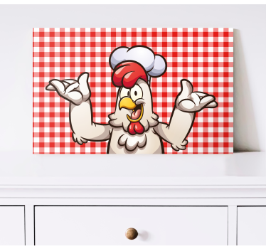 Cartoon chicken cook bird canvas wall art - TenStickers