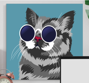 Cat wall art chic cat portrait - TenStickers
