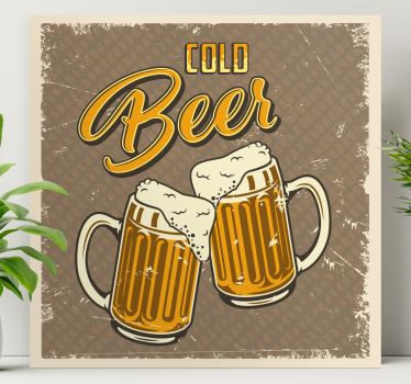 Cold beer retro dirty effect Restaurant canvas print - TenStickers