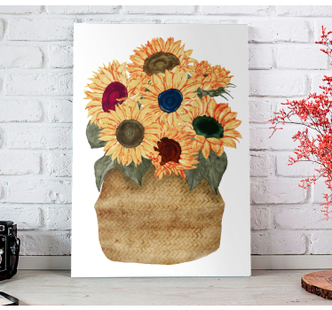 Colorful sunflower pot floral canvas - TenStickers