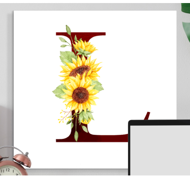 Customizable initial sunflower floral canvas - TenStickers