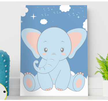 Cute baby cartoon elephant blue wall pictures for nursery - TenStickers
