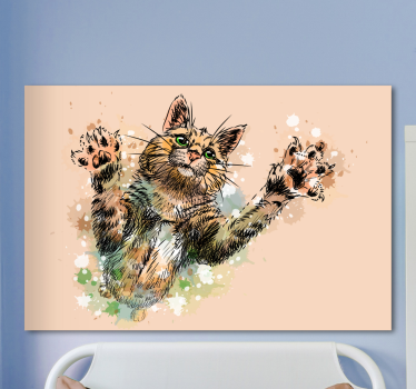 Cute Painted Cat wall art canvas - TenStickers