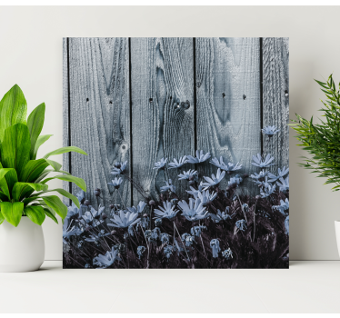 Daisy flower on gray wooden plank floral canvas - TenStickers