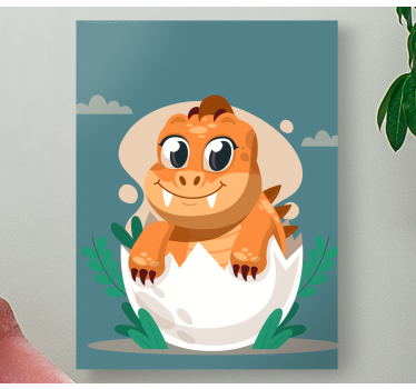 Dinosaur baby in shell dinausar wall art - TenStickers