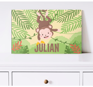 Dinosaur canvas wall art monkey swinging adventure - TenStickers
