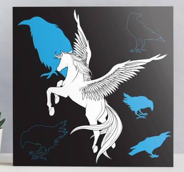Dinosaur canvas wall art mythical pegasus flight - TenStickers