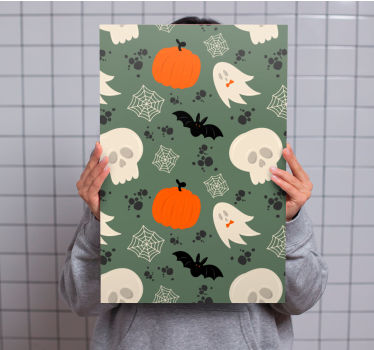 Dinosaur canvas wall art with spooky halloween vibes - TenStickers