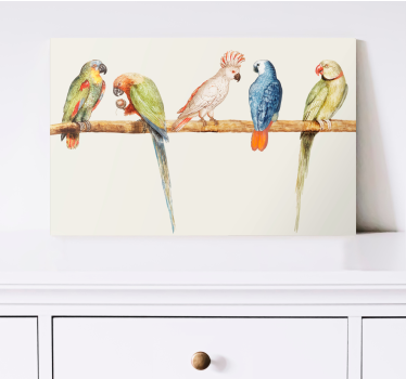 Bird canvas wall art colorful parrot collection - TenStickers
