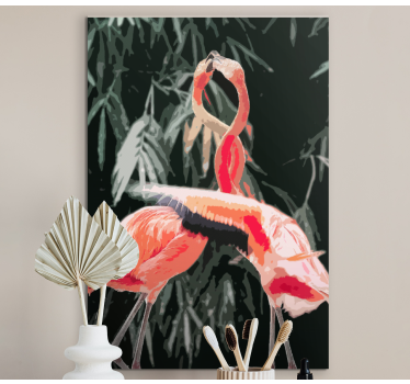Bird canvas wall art flamingo duo - TenStickers