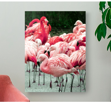 Bird canvas wall art flamingo flock - TenStickers