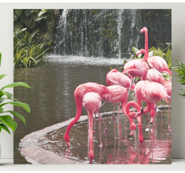 Bird canvas wall art flamingo flock pool art - TenStickers