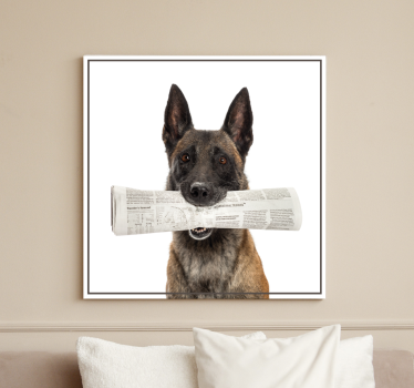 Dog with newspaper dog canvas pictures - TenStickers