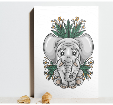 Drawing of a grey elephant canvas art - TenStickers