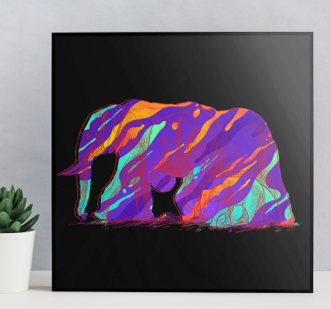 Elephants herd multicolor background canvas art - TenStickers