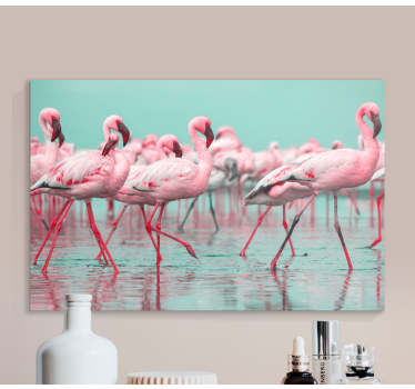 Flamingo Gathering animal canvas wall art - TenStickers