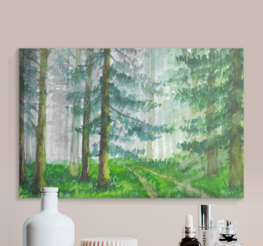 Foggy woodland trail landscape canvas - TenStickers