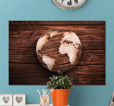 Geographic wooden worldmap 3D canvas pictures - TenStickers