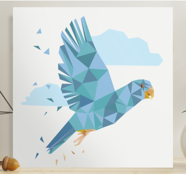 Geometric-animals blue cute parrot  bird canvas prints - TenStickers