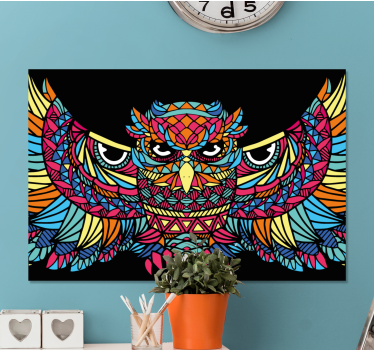 Geometric-animals brave owl bird canvas prints - TenStickers