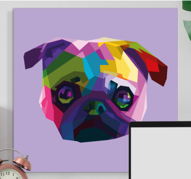 Geometric-animals pug dog dog canvas pictures - TenStickers