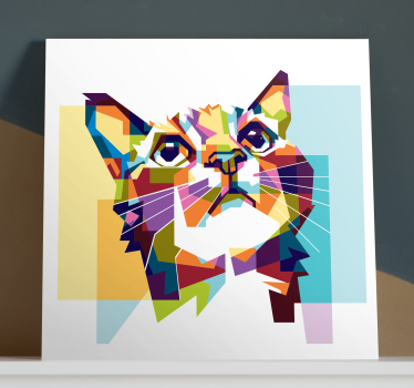 Geometric cat wall art canvas - TenStickers