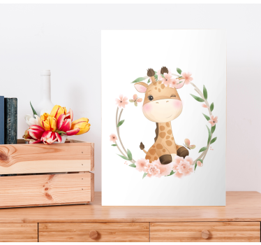 Giraffe with crown flowers animal canvas - TenStickers